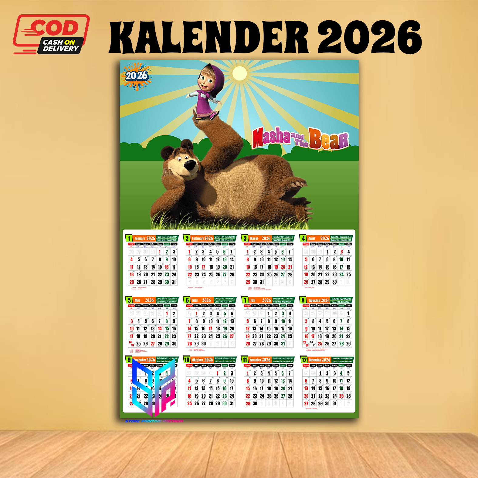 Kalender 2026 Tema karakter kartun - kalender lucu - kalender murah