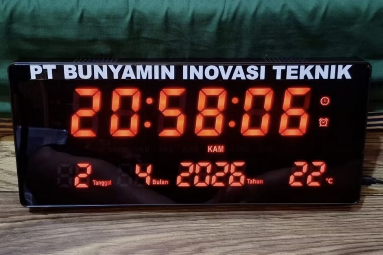 Sonifer Jam Dinding Digital SMS-3615 Alarm Clock 36 cm x 15 cm LED Merah / Putih FREE CUSTOM NAMA