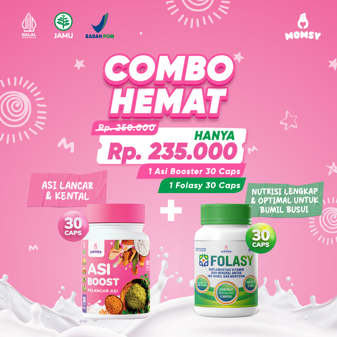 MOMSY- FOLASY [Folat Aktif] 30kapsul x MOMSY ASI Booster 30 Kapsul