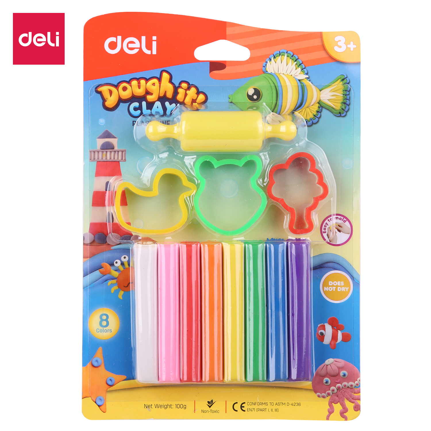 Deli Genius Plastisin Lilin Mainan dengan Alat Main 6 / 8 / 12 Warna / Deli Plasticine Toy Tools ED750X