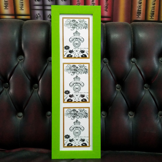 Bingkai Figura Frame 4R 3 IN 1 (susun) Minimalis Vertikal Hitam/Putih/Hijau