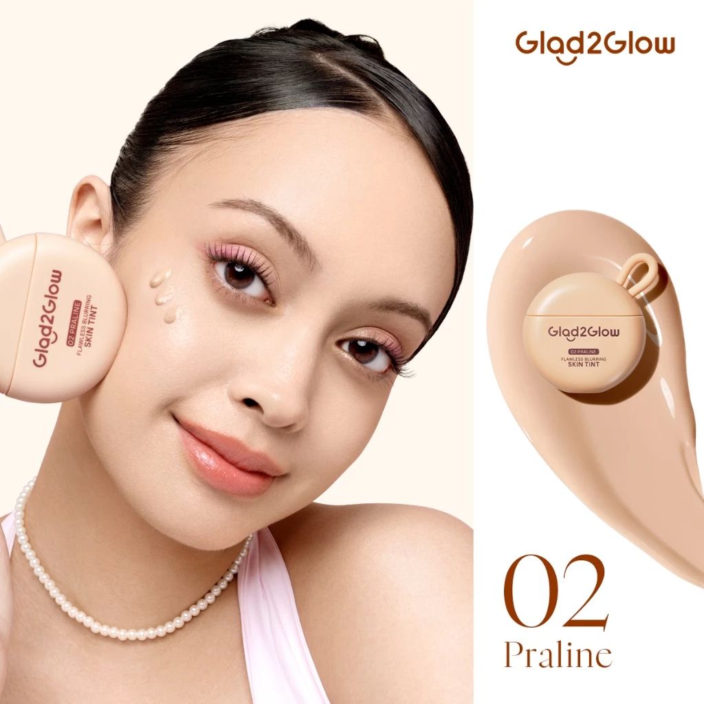GLAD2GLOW FLAWLESS BLURRING SKIN TINT 30GR SKIN LIKE FINISH SOFT BLUR PORE GLAD 2 GLOW TINTED G2G...