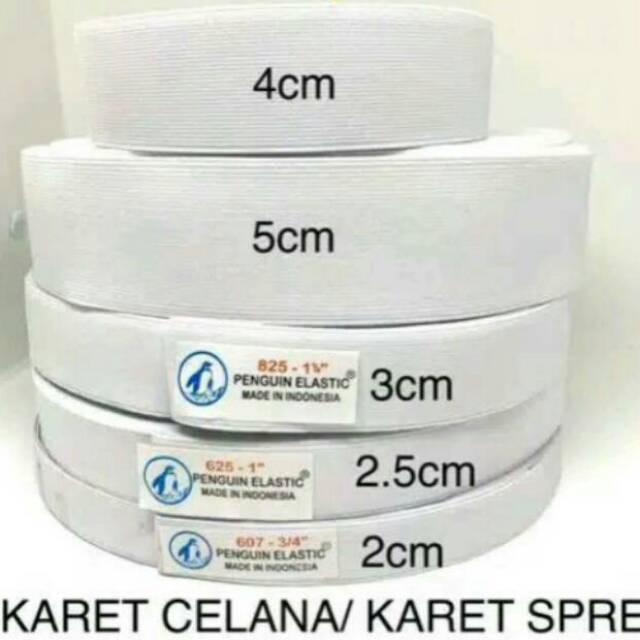 Karet elastis Penguin untuk kolor ban pinggang celana rok kulot sprei masker ikat rambut 5cm 4cm 3cm 25cm 2cm 1 cm