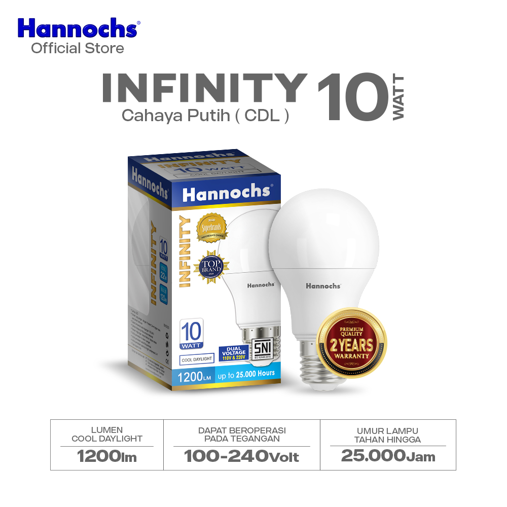 Hannochs Lampu Bohlam LED Infinity 10W Cahaya Putih