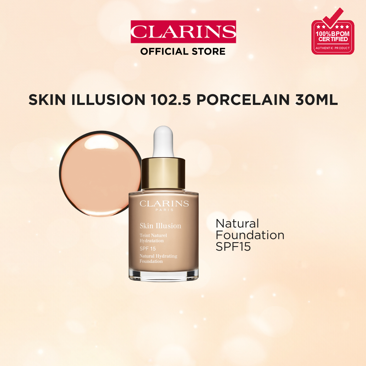 CLARINS Skin Illusion SPF15 Foundation 30ml - Natural Hydrating Foundation