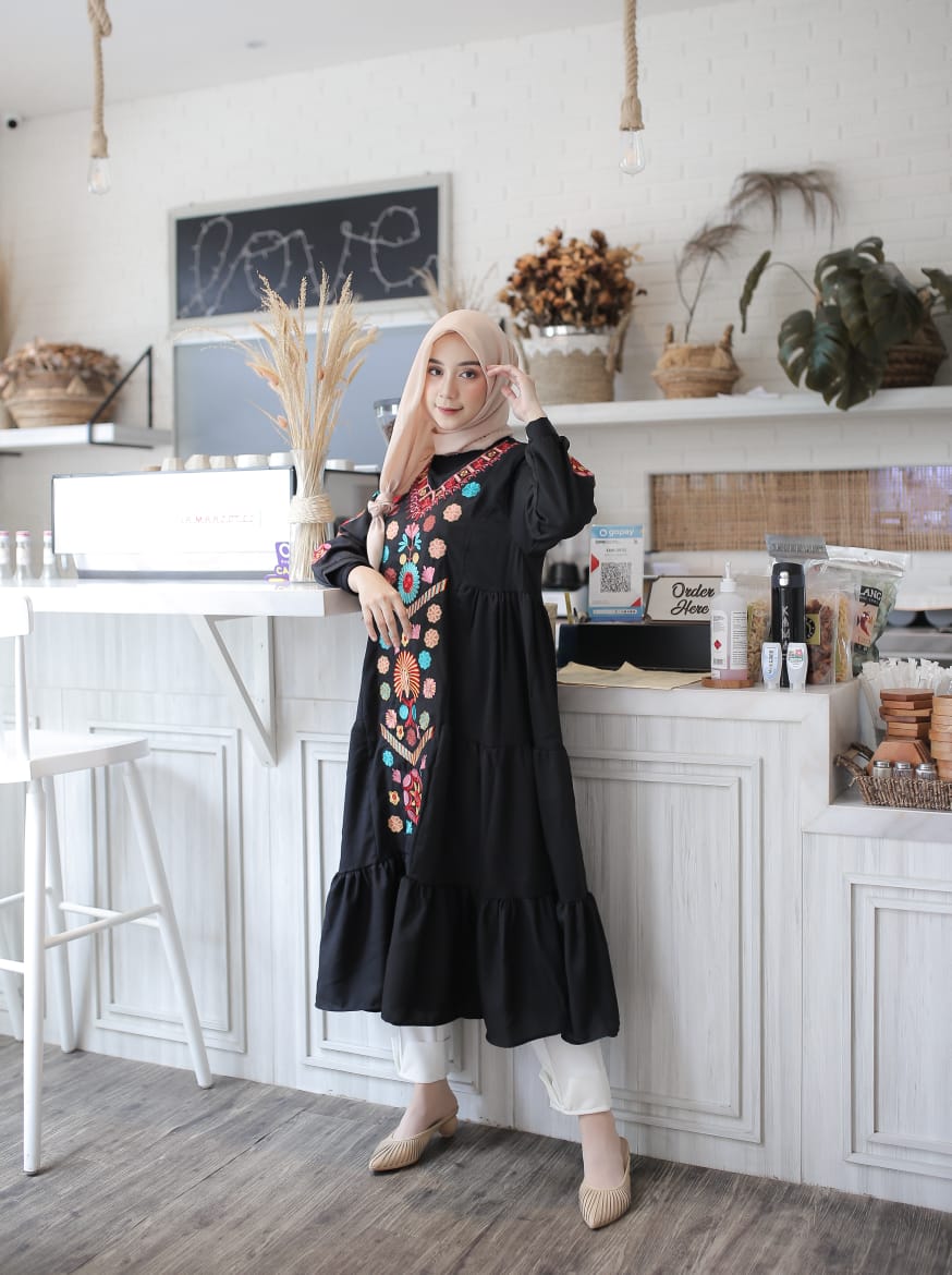 Baju Muslim Modern Gamis RAMADHANI DRESS Matt Torryburch Mix Full Bordir Gamis Trendy Gaun Modern Casual Baju Modis Panjang Baju Syar’i Muslim Wanita Baju Kerja Syari Panjang Dress Pesta Murah Terbaru