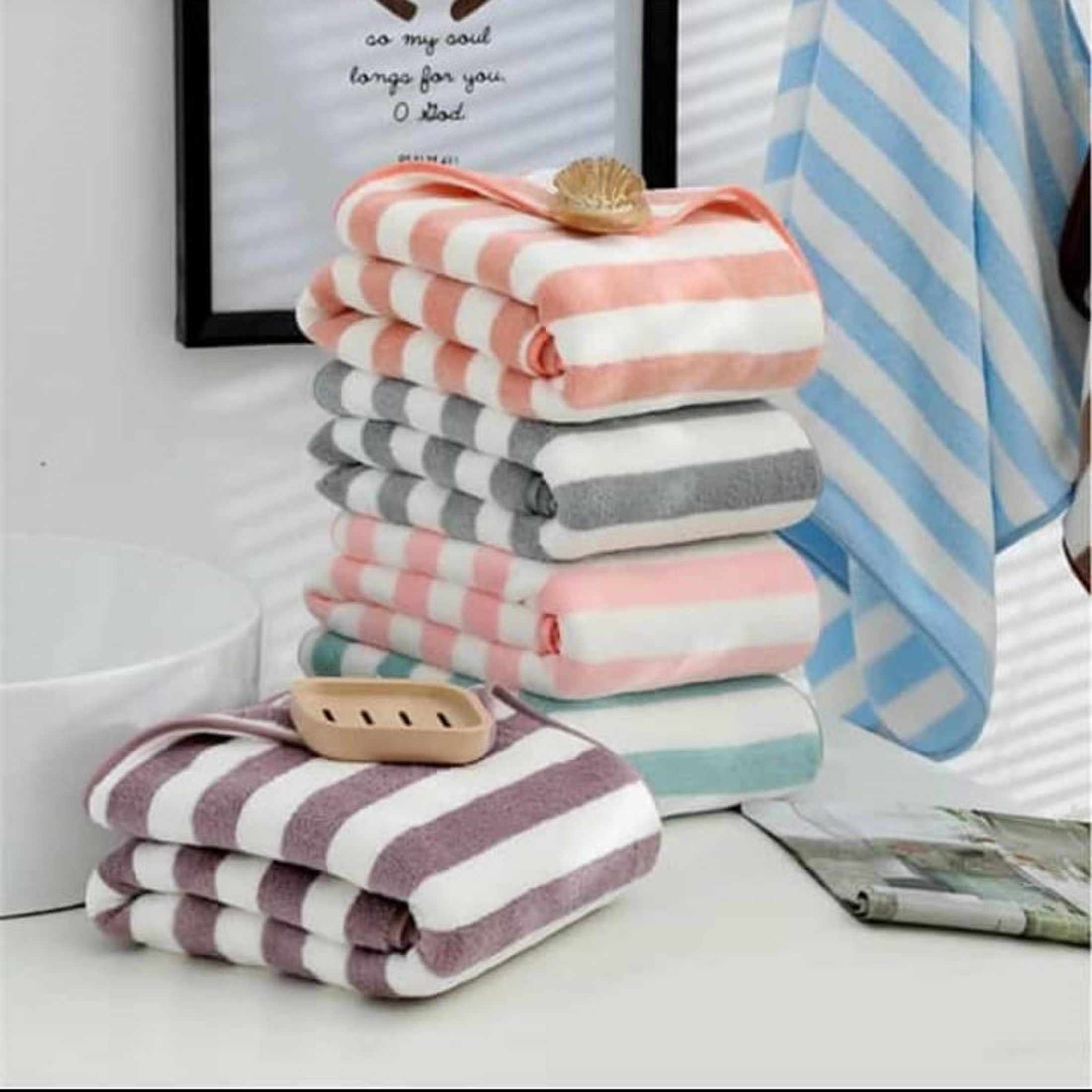 Handuk Mandi Bayi Nyerap Air / Handuk Salur / Handuk Mandi Tebal Lembut / Handuk Hotel / 50x100cm /Handuk Microfiber