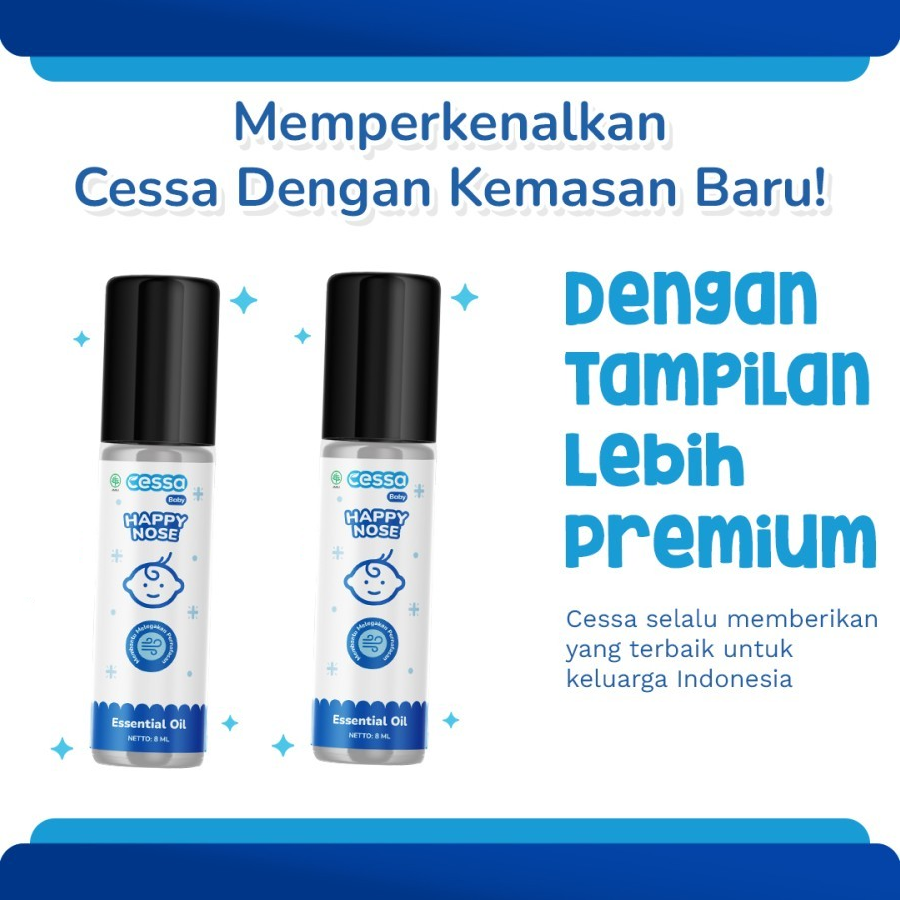 HEMAT Cessa Baby Paket 2 Happy Nose Natural Essential Oil Melegakan Pernapasan BIRU cough and flu