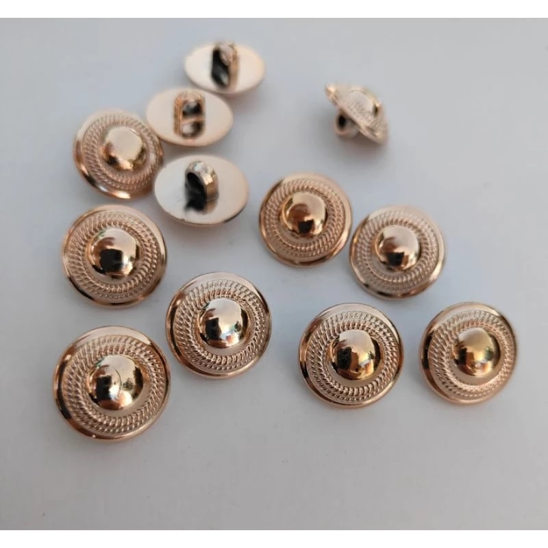 Kancing Jamur Timbul Gold Motif Gerigi Ukuran 13 mm Dan 15 mm ISI 100 Pcs