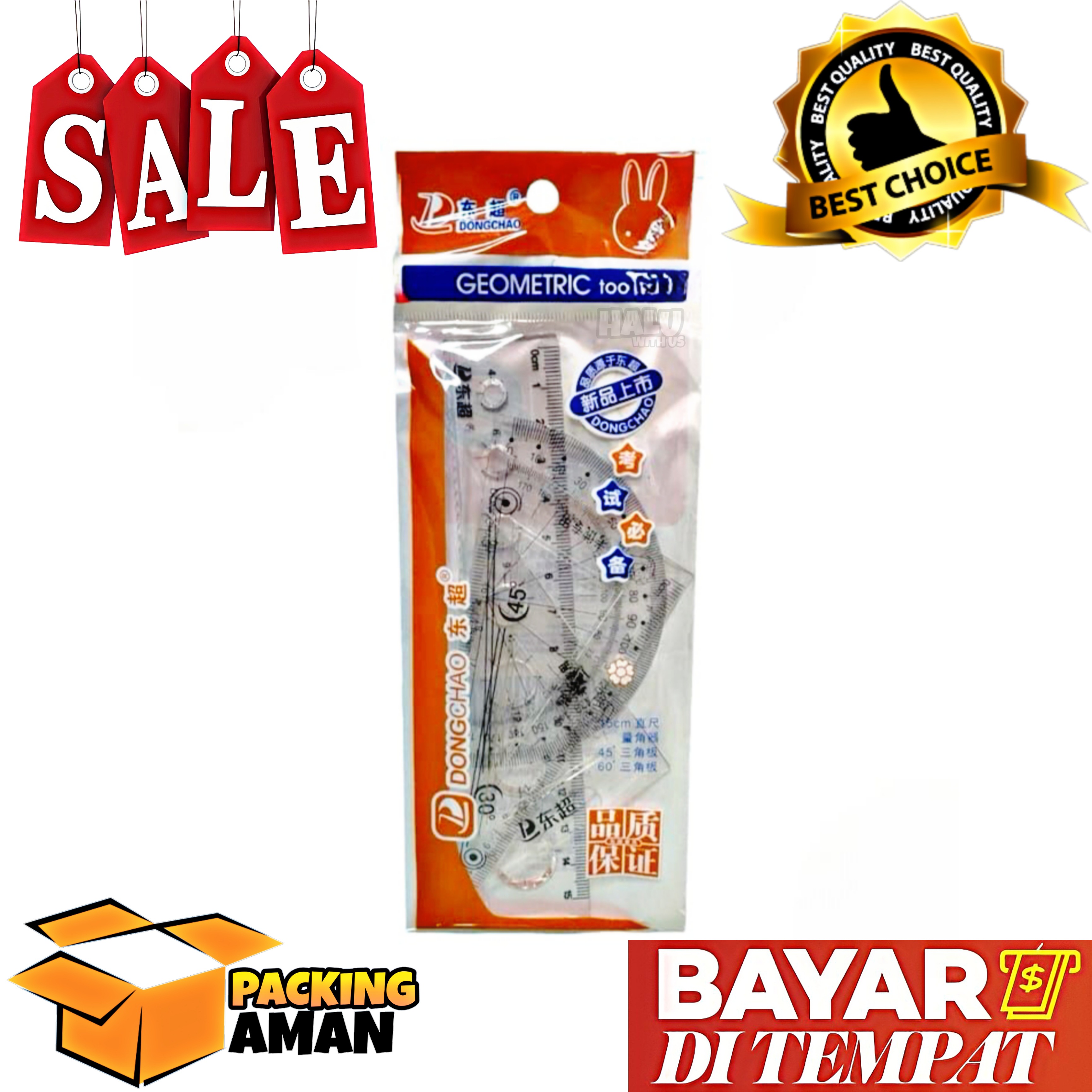 (BISA COD) PROMO 4 In 1 Penggaris 15 Cm / Penggaris Segitiga / Busur / Penggaris Bulat / 1 Set Penggaris Murah