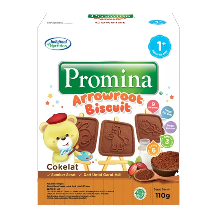 Promina Arrowroot Cookies Coklat N-Shape 110 g