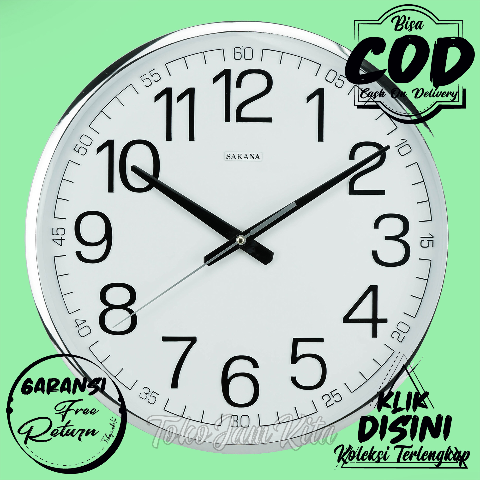JAM DINDING SAKANA JAMDINDING POLOS MINIMALIS HIASAN DINDING INCLUDE PACKING KOMPLIT & GARANSI FREE RETURN 068N