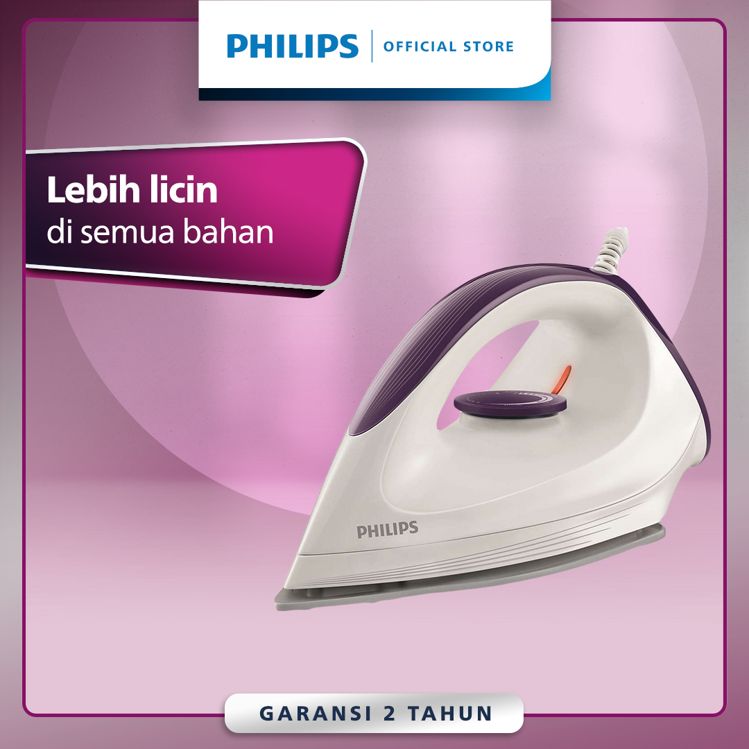 [EXTRA DISKON 25K] Philips Setrika Kering Afinia GC160/27 - Putih Ungu DynaGlide seterika seterik...