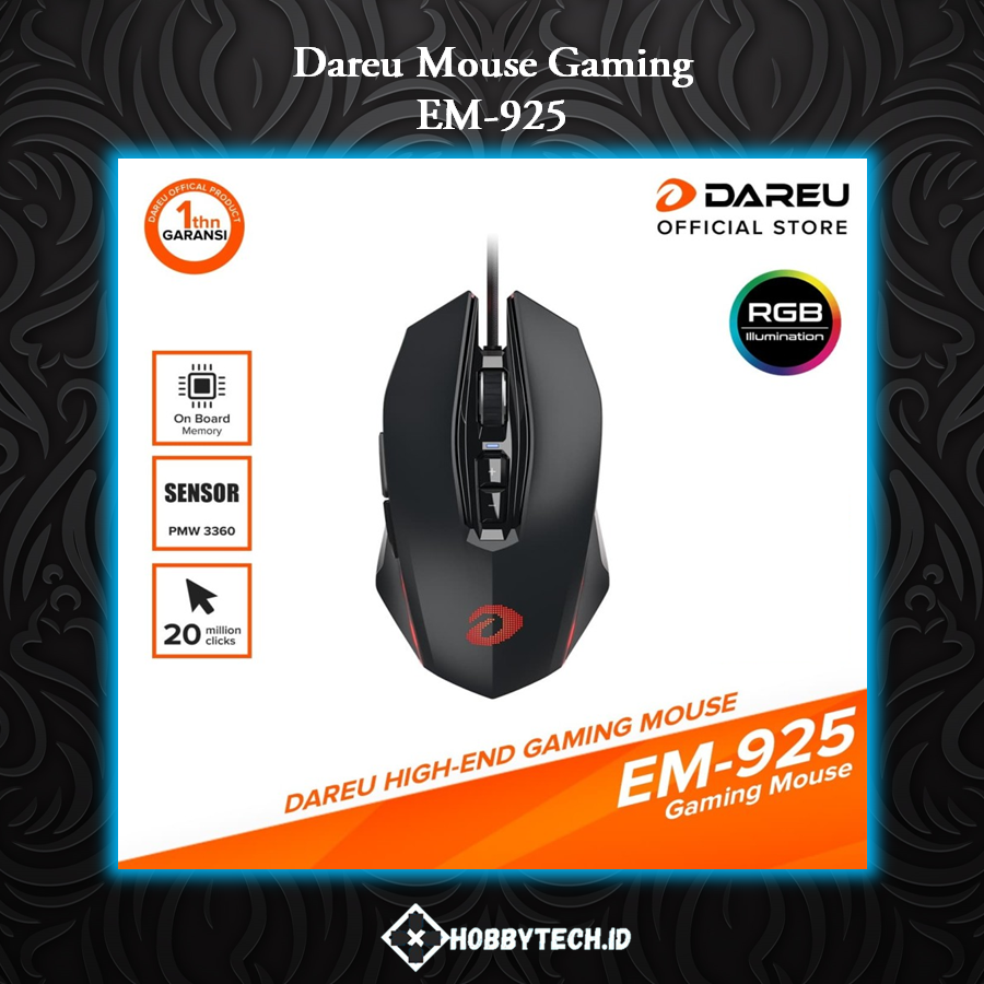 DAREU EM-925 Gaming Mouse | PMW 3360 Sensor | RGB Lighting