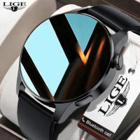 LIGE jam tangan smart watch neweset asli Layar sentuh penuh bluetooth call anti air Baja tahan karat jam tangan pria kebugaran for Android & ios+Kotak