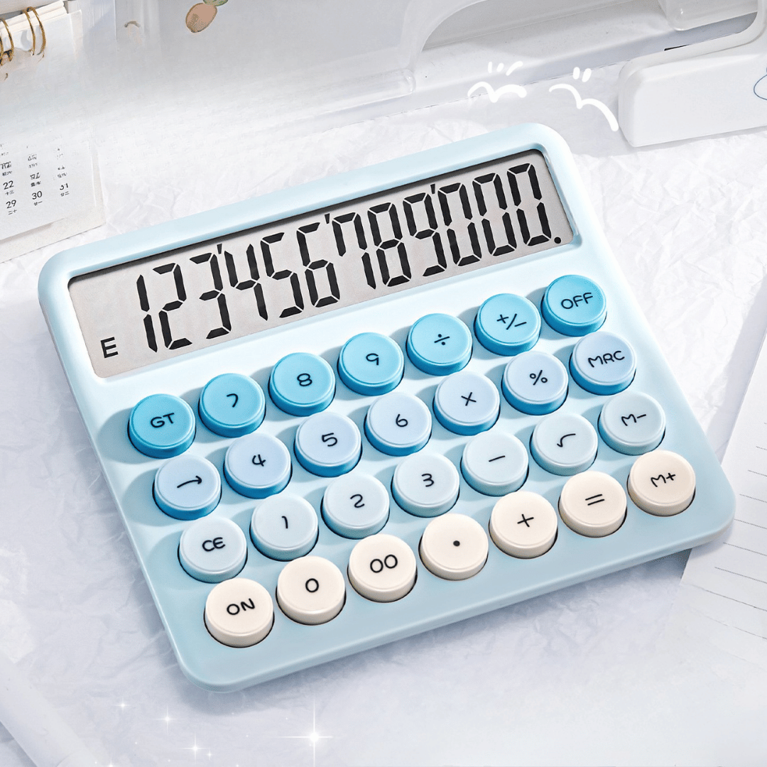 KALKULATOR 12 DIGIT WARNA PASTEL MACAROON LCD BESAR DUAL POWER TECHNOLOGY DENGAN TOMBOL & ANTI SLIP