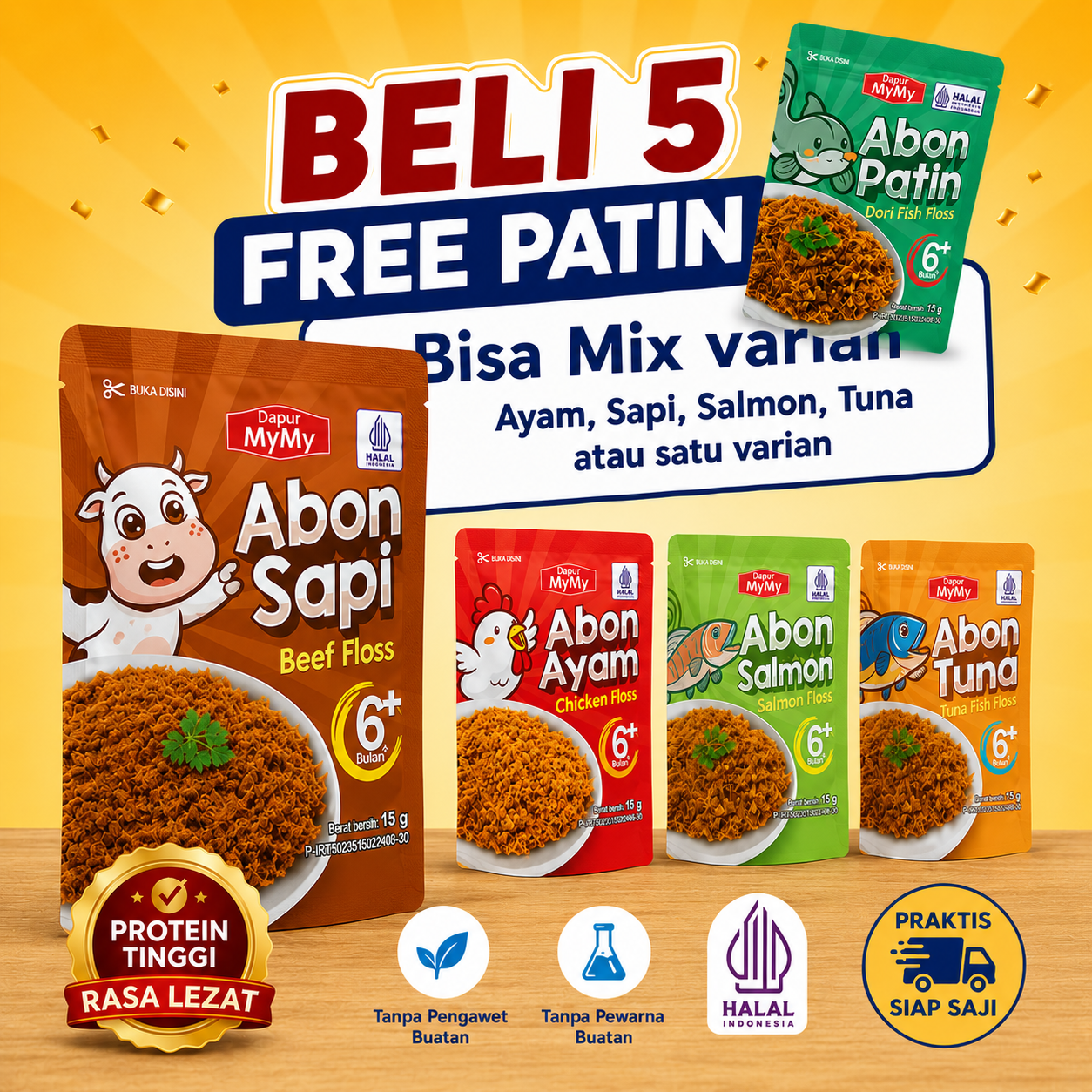 Abon Sapi Bayi MPASI 6+ Bulan | Beef Floss Halal Tinggi Protein
