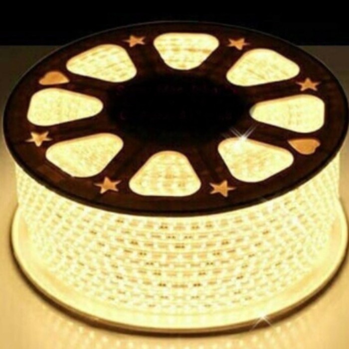 LAMPU LED STRIP SELANG 5050 100METER AC 220V WATERPROOF + SOKET 5PCS Lampu selang led drop ceiling plafon outdoor - 220V