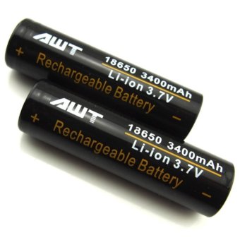2 PCS Baterai AWT 18650 3.7V 3400mAh Baterai Starter Kit Vape Vapor Rokok Elektrik Rechargeable