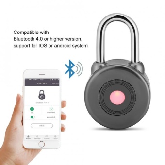 Bluetooth Smart Door Lock Waterproof APP Control Keyless Gate Bicycle Security Padlock (Gray) -