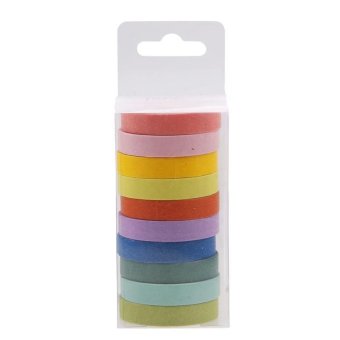 BUY IN COINS 10 X Selotip Washi Dipasang Menutupi Buku Tempel Kertas Perekat Stiker Warna Dekorasi