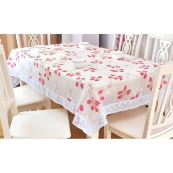 HW Taplak Meja Anti Air Motif PVC Bunga Renda Persegi 183 x 137cm