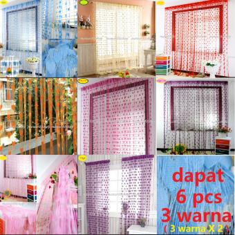 Harga Mawar88shop Paket Promo Tirai Benang Motif Love Isi 6 pcs( 3 warna X 2