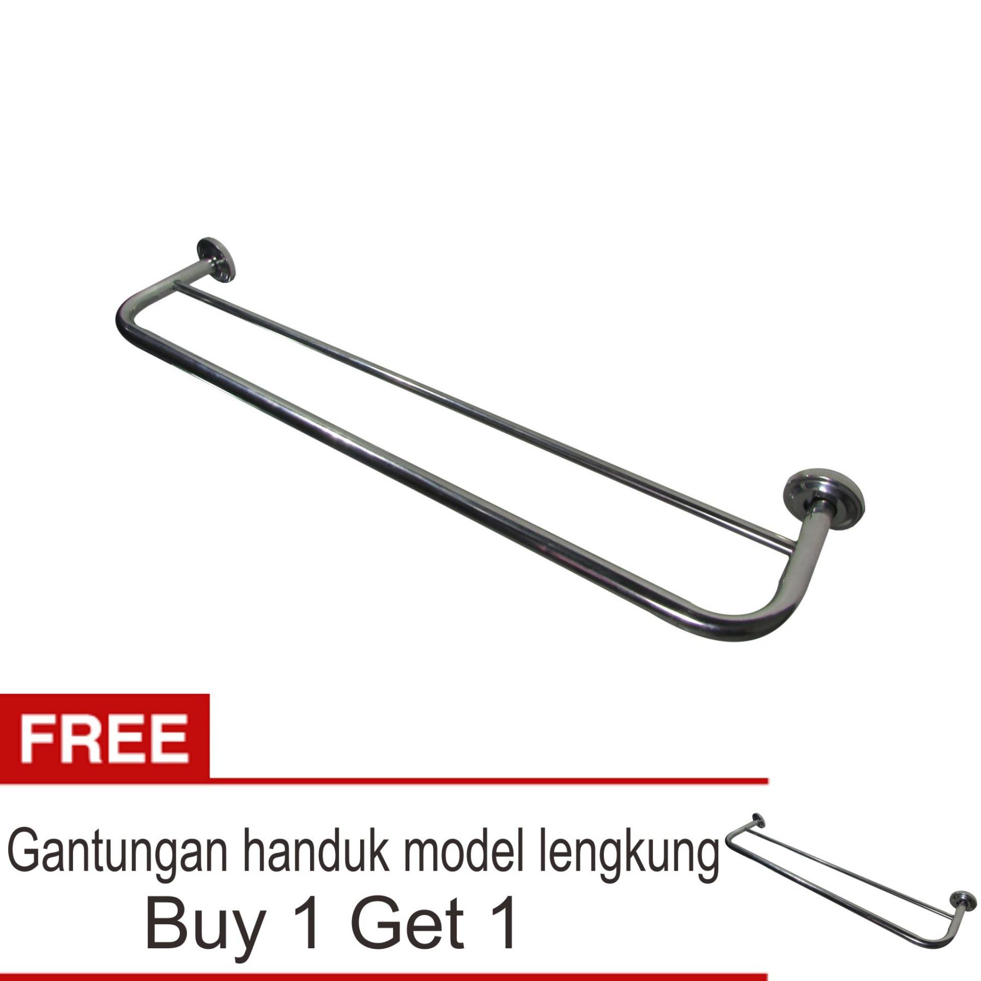 Discount Lanjarjaya Stainless Steel Dinding Mount Pemegang Gantungan Handuk Bar Di Kamar Mandi Model Lengkung +