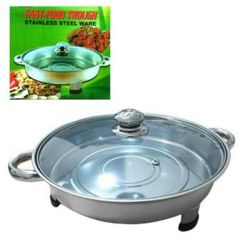 New Round Fast Food Dish Stainless bulat tutup kaca. prasmanan bulat stainless tutup kaca