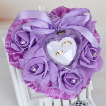 Pernikahan Mawar Romantis Berbentuk Hati Nikmat Hadiah Perhiasan Cincin Kotak Bantal Cushion-Intl