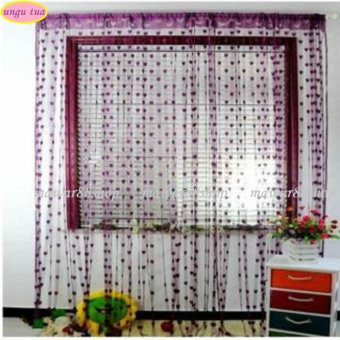 Tirai Benang Motif Love warna -Ungu tua /mawar88shop