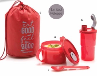 Tupperware Red Blush - Lunch Box Set (Merah)
