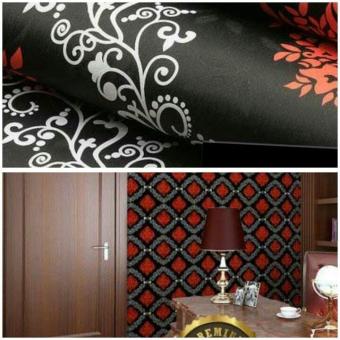 Walpaper Sticker Dinding Hitam Batik Merah Putih
