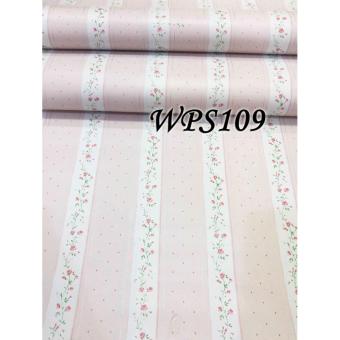 WPS109 PINK LINE N LITTLE FLOWER wallpaper-dinding walpaper stiker