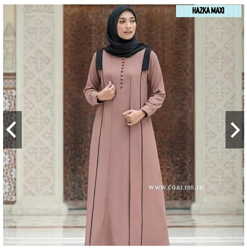 Baju Muslim Modern Gamis Hazka Maxi Dress Crepe Trendy Modern Wanita Baju Panjang Stelan Polos Muslim Gaun Kerja Dress Pesta Syar’i Murah Terbaru Pakaian Modis Simple Syari Casual Elegant 2019