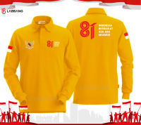 LABBANG - Polo Shirt Panjang Hut Ri Ke 81 Kemerdekaan Indonesia 17 Agustus 2026 Unisex Pria Wanita RED