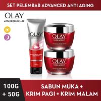 Olay Regenerist Set Antiaging Niacinamide Skincare Cleanser & Day and Night cream 200gr