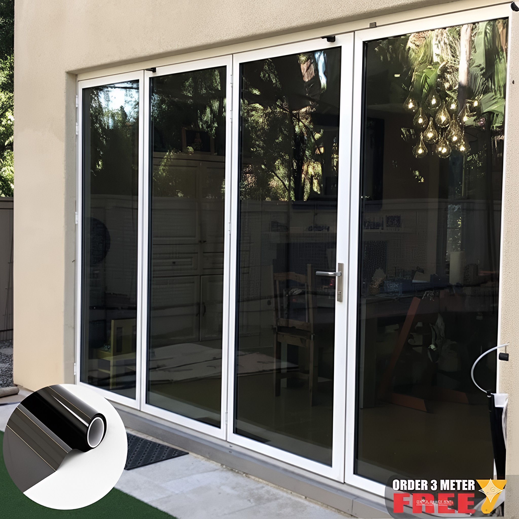 Kaca Film Stiker Kaca Jendela Rumah Kaca Film Gelap / Riben Sticker Cermin Chrome