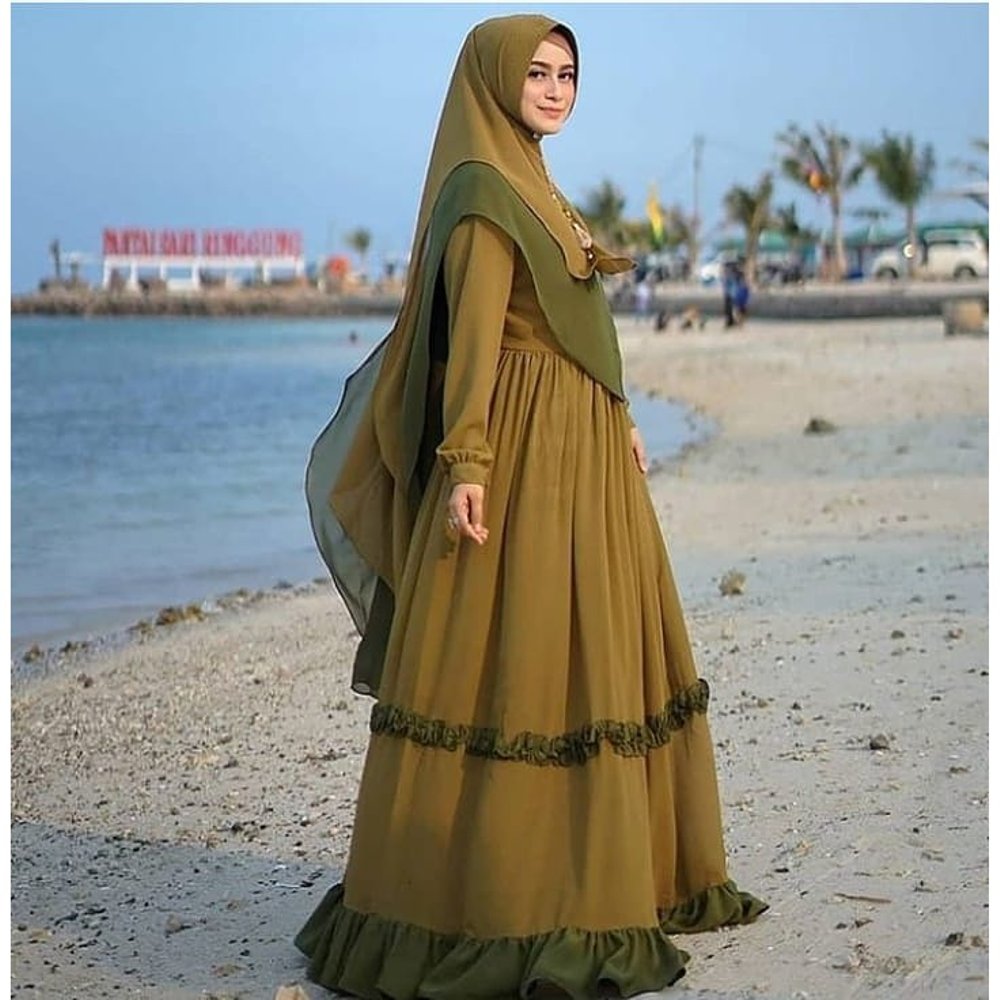 Baju Muslim Modern NEW LANAYA SYARI Bahan WOLFICE Dapat GAMIS + KHIMAR Gamis Syari Set Khimar Terbaru 2020 Gamis Syari Remaja Simple Gamis Syar’I Wanita Jumbo