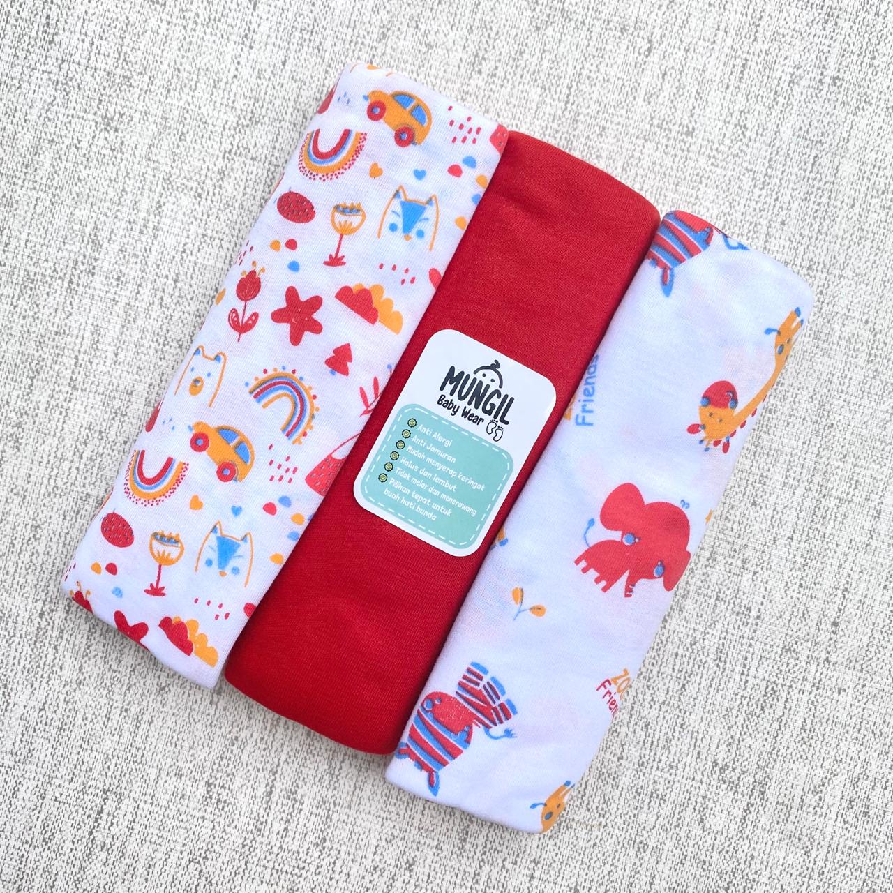 3 PCS Bedong Bayi Pernel Bayi Alas Ompol Bayi Alas Tidur Bayi Selimut Bayi ukuran 110 x 90 cm Mungil Baby Wear