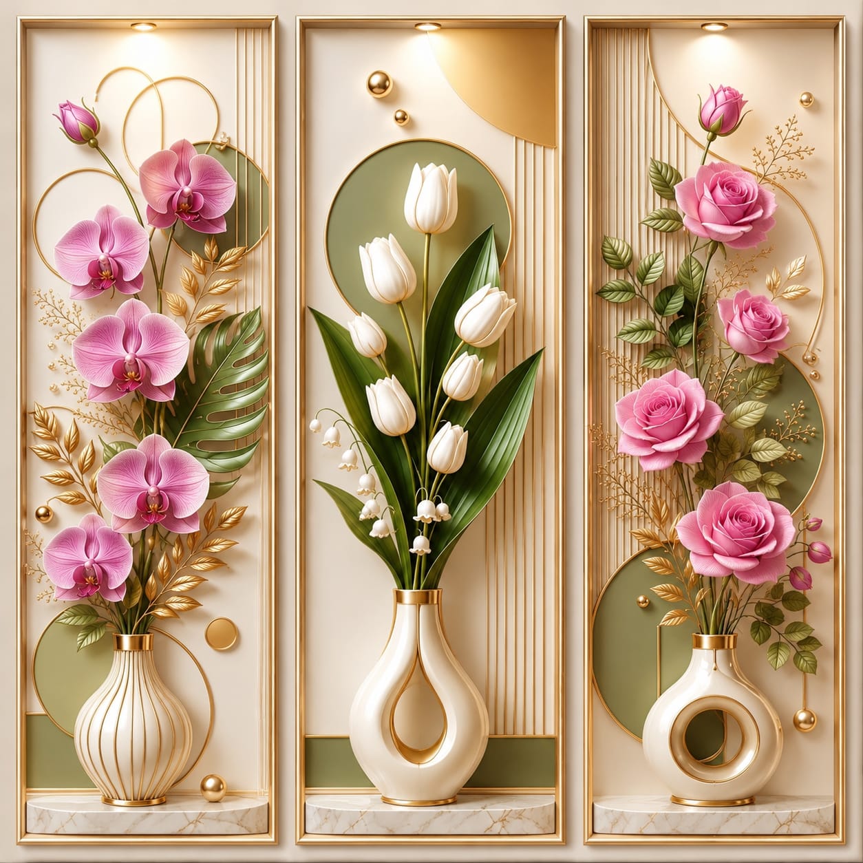 PROMO DISKON 50%3 PCS 1 SET HIASAN DINDING ESTETIK 3D GAMBAR BUNGA DAN KAKTUS UKURAN 10X28CM