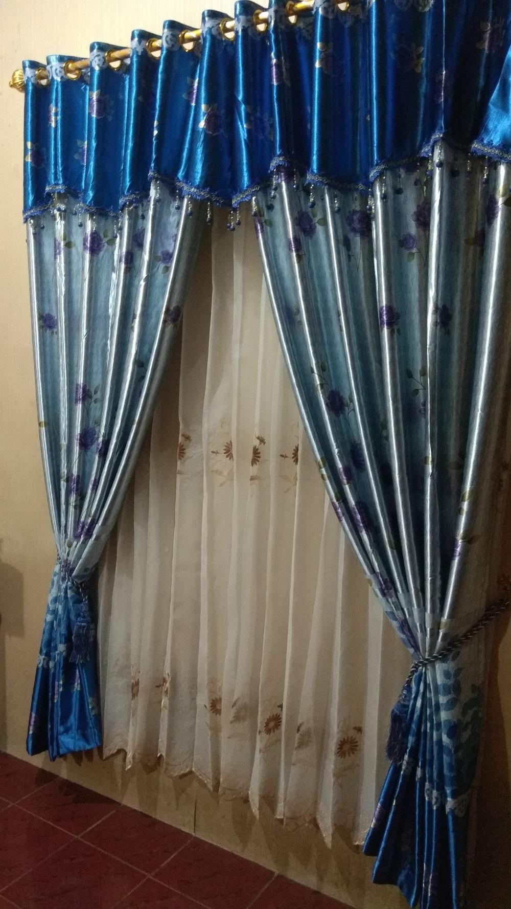 Detail Gambar Gorden Blackout PONI Mawar BIRU Terbaru