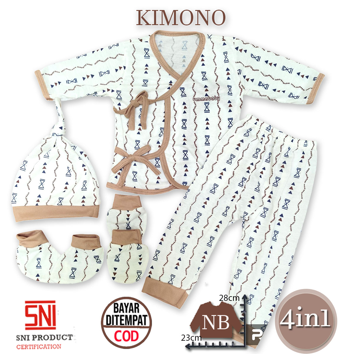 Ummababyshop Kimono 5in1 Baju Bayi Perempuan Laki Perlengkapan Baru Lahir Stelan 0 6 Bulan Celana Bedong Topi Sarung Tangan Kaki Setelan Gift Set Newborn Kado Murah Batik Akikah Aqiqah Graris Promo Diskon