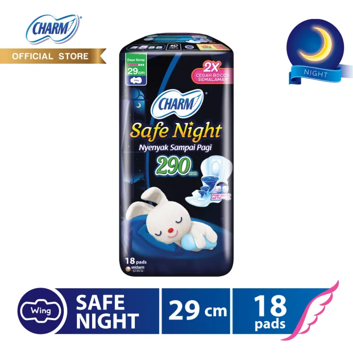 CHARM Pembalut Safe Night 29cm 18 pads - Wing