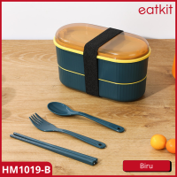 Eatkit Kotak Makan Siang 2 Lapis 700ml Desain Dua Lapis Lunch Box Pemanas Microwave