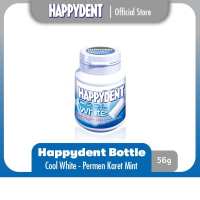 Happydent Cool White Bottle 56g - Permen Karet Rasa Mint (1 Bottles)