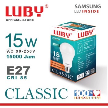 Lampu Bohlam LED LUBY Classic 3W 5W 7W 9W 12W 15W 18W 24W 30W Watt Bulb cahaya putih Cool Daylight CDL 6500K E27 Classic Bola Lampu