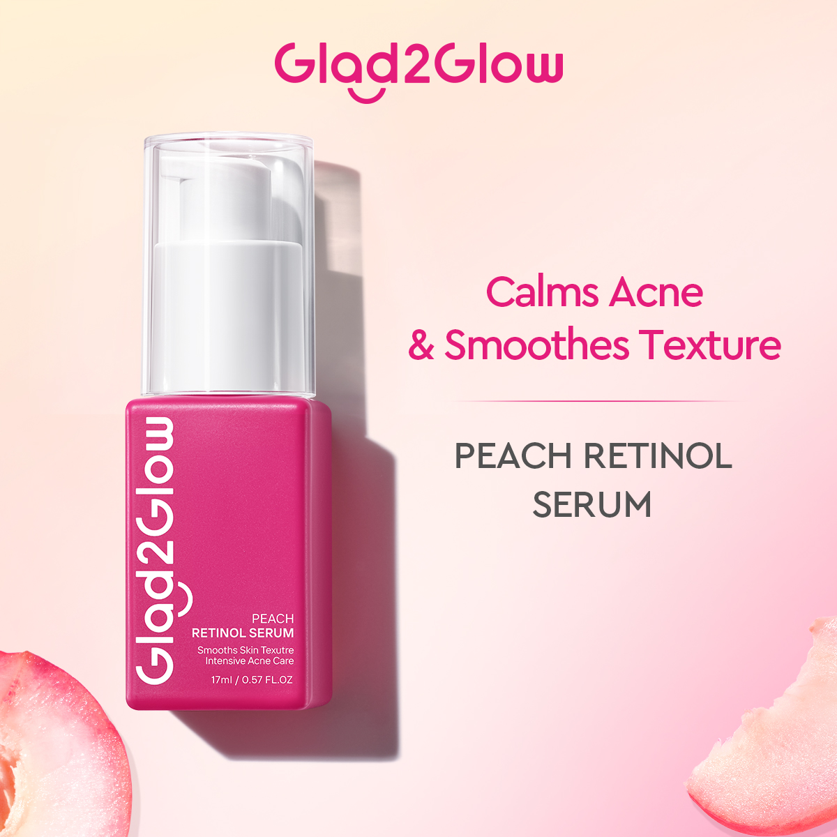Glad2Glow Peach Retinol Serum 17ml G2G Serum Retinol Facial Serum Anti Aging Retino Serum Wajah P...