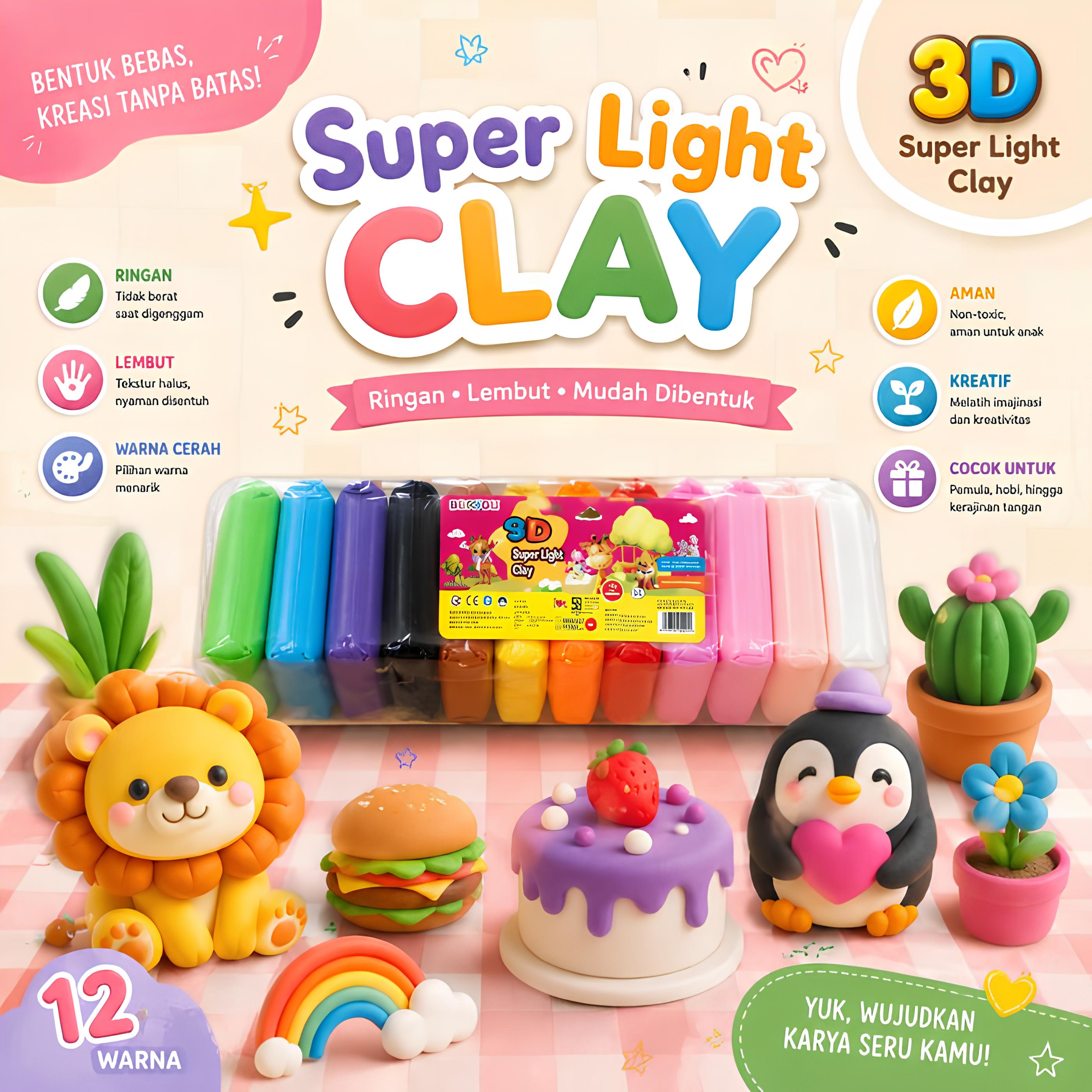 LS Edukasi Mainan Anak Clay 1 Pack Isi 12 Pcs |Mainan Slime Set Lilin Plastisin |Meningkatkan Interaksi Anak Serta Jadi Lebih Imajinatif