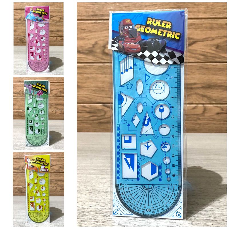 Penggaris Geometric 1111 Motif Lucu Ruler Mistar busur Murah